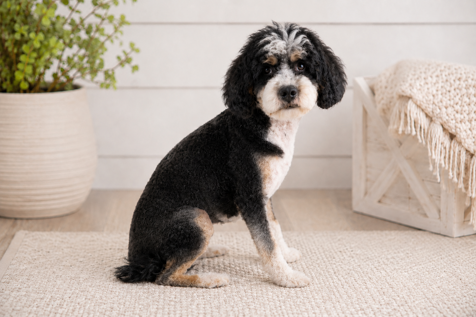Tillie - Bernedoodle dam at Country Lane Doodles, Tri-Color (black, white & tan)